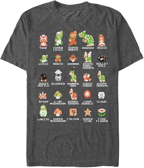 Nintendo mens Pixel Cast T-Shirt on Amazon - Best Deal Finder
