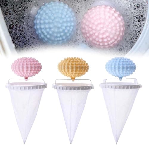 3-Pack Floating Hair Filter Mesh - 2025 Upgraded Washing Machine Lint Catcher with Silicone Sticky Balls, Reusable Pet Hair Collector for Laundry (Yellow/Blue/Pink, 2.5" Diameter) on Amazon.ae - Price Tracker