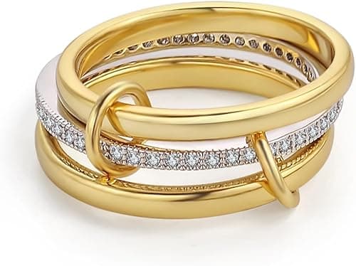 Gold Stackable Rings for Women Non Tarnish, 3 Rings Set with CZ Cubic Zirconia Band, Dainty 18K Gold Plated Multi Stack Rings for Women on Amazon.ae - Price Tracker