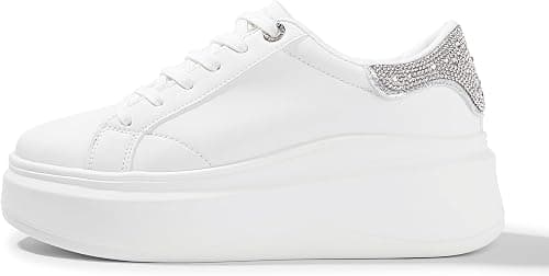 LUCKY STEP Women's Platform Fashion Sneakers Faux Leather Classic Tennis Shoes Low Top Casual Walking Shoes على Amazon.ae - متتبع الأسعار