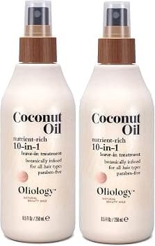 Oliology Coconut Oil 10-in-1 Multipurpose Spray - Leave in Treatment for All Hair Types | Detangles, Controls Frizz, Hydrates & Moisturizes | & Paraben Free (8.5 oz, 2 Pack) على Amazon.ae - متتبع الأسعار