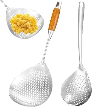 Skimmer Slotted Spoon Strainer, 2-Pack Stainless Steel Frying Spoon with Long Handle, Ideal for Pasta, Frying, and Cooking, Durable Spider Strainer for Kitchen and Fryer Use (15 Inch) on Amazon.ae - Price Tracker
