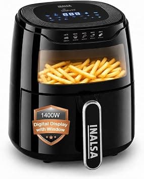 INALSA Air Fryer 4.2 ltr|1400 W with Air Crisp Technology|Air-Fryer with Window Display|8 Preset Menu & Digital Display|Air fry, Bake,Roast,Reheat,Dehydrate|Airfryer Recipe book(Tasty Fry DW 4.2) على أمازون - دليلك لأفضل العروض
