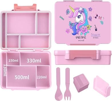 Lunch Box for Kids School,Children Lunch Box with Compartments, Bento Box Children, Leak-proof Lunch Box for Girls and Boys, Snack Box, Perfect for School, Nursery & Trips Pink Unicorn on Amazon.ae - Price Tracker