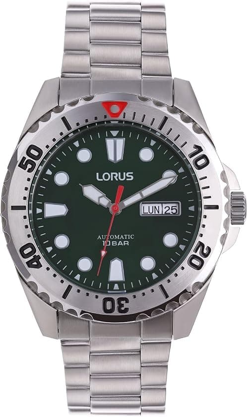 LORUS Men's Analogue Automatic Watch with Stainless Steel Strap, Silver/Black on Amazon.ae - Price Tracker