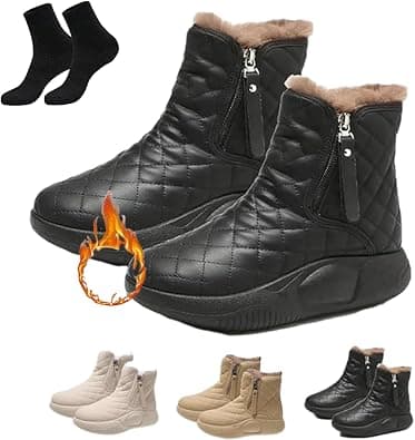Women's Warm Thick Soled Snow Boots,Snow Boots for Women Waterproof Non Slip High Top Platform Anti Slip Ankle Boots, Black, 6 على Amazon.ae - متتبع الأسعار