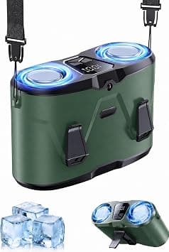 Angju Dual-Motor Rechargeable Waist Fan with Ice Cooling, 25000 RPM High-Speed Neck Belt Clip-on Fan with 10 Gears, LED Display & Flashlight, Hands-Free Personal Fan for Work Outdoor Travel on Amazon.ae - Price Tracker