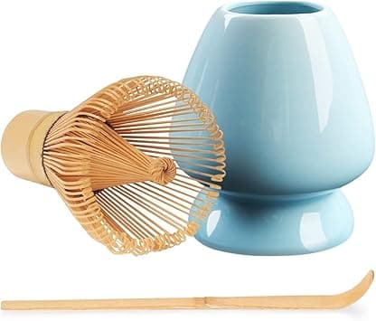 Bamboo Matcha Whisk Set, 3-Piece Set (Whisk + Bamboo Spoon + Matcha Brush Holder), Blue on Amazon.ae - Price Tracker