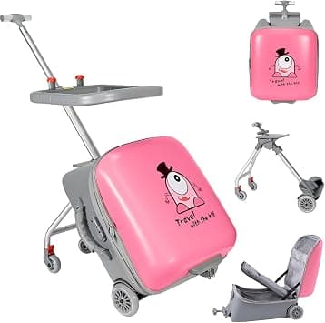 Children's Ride-On Suitcase, Kids Luggage Set, 20 Inch Expandable Hardside Suitcase with Spinner Wheels, 2-in-1 Trolley Case & Baby Stroller, Airport Travel Made Easy (Pink) on Amazon.ae - Price Tracker