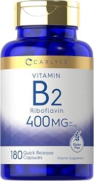 Carlyle Vitamin B-2 400mg | 180 Count | Non-GMO, Gluten Free Supplement | B2 Riboflavin على Amazon.ae - متتبع الأسعار