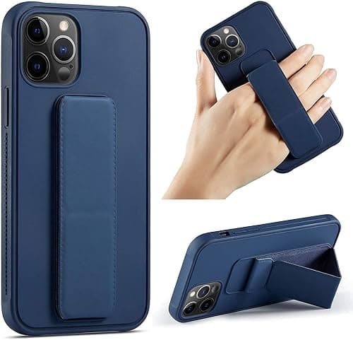 ZEGE case for iPhone 12 / iPhone 12 Pro with Magnetic Stand & Holder, Premium Silicone Vertical & horizontal Hand Strap Finger Grip Multi Stand, Car Mount Kickstand cover (Blue) on Amazon - Best Deal Finder