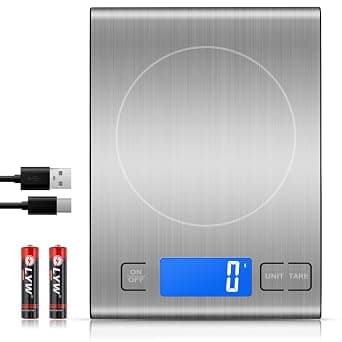 33lb Rechargeable Food Scale, Diyife Digital Kitchen Scale with 3 Buttons, Weight Grams and Ounces for Baking, Cooking, 5 Units with Tare Function, LCD Display, 304 Stainless Steel, 2 AAA Batteries on Amazon.ae - Price Tracker