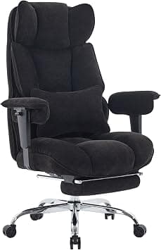 Efomao Big and Tall Office Chair, Ergonomic Executive Chair with Footrest, Fabric Computer Desk Chair with Lumbar Support, Black Gaming Chair on Amazon.ae - Price Tracker