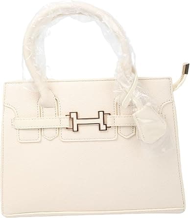 Designer Structured Handbag, Vegan Leather, Multiple Colors Available, Top Handle Satchel Purse with Decorative Lock Detail on Amazon.ae - Price Tracker