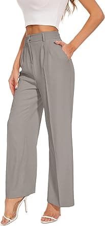 FUNYYZO Women Wide Leg Pants High Elastic Waisted Business Work Trousers Long Straight Pants on Amazon.ae - Price Tracker