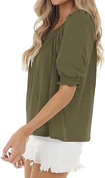 Womens Top Straight Hem Machine Wash Scoop Neck Home Blouse on Amazon.ae - Price Tracker