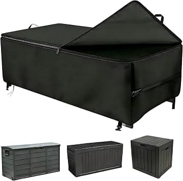 Garden Storage Box Cover Waterproof for Keter 147×73×60 cm, 500D Heavy Duty Garden Deck Boxes Cover, Outdoor Storage Box Covers with Waterproof Zipper-Black - متتبع أسعار Amazon.sa