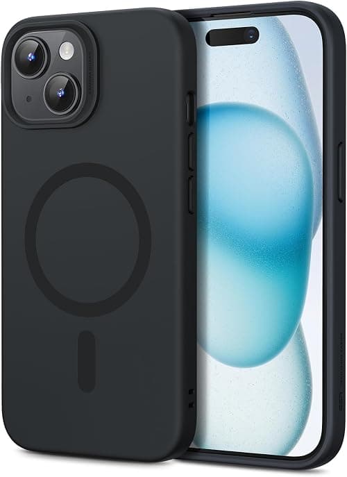 ESR for iPhone 15 Case with MagSafe, Supports Magnetic Charging, Slim Liquid Silicone Case, Shock Absorbing, Screen and Camera Protection, Cloud Series, Black on Amazon.ae - Price Tracker