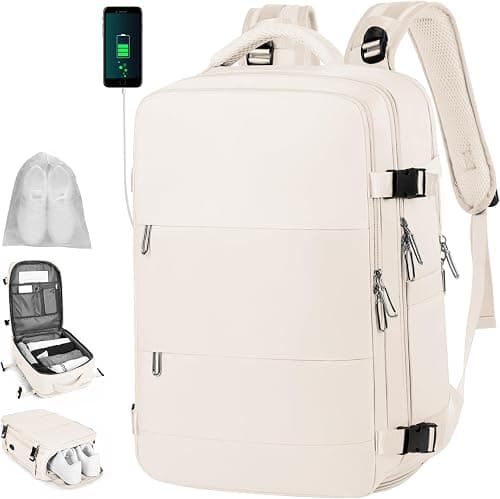 Travel Backpack, Waterproof Backpack, 31.5 L, with USB Charging Port, 10 Shoes Pockets and Compartment for 15.6 Inch Laptop(Black/Gray/White/Pink/Purple) on Amazon.ae - Price Tracker