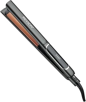 مكواة فرد الشعر ريفلون RVST2155 بيرفكت هيت كوبر 25 ملم، مكواة مسطحة من السيراميك، 30 اعداد LCD على أمازون - دليلك لأفضل العروض