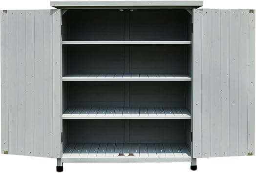 Adjustable Wooden Outdoor Storage Box with Galvanized Top - Large Vertical Garden Cabinet, Durable Design with Foot Pads for Easy Use, Perfect for Patio & Porch - متتبع أسعار Amazon.sa