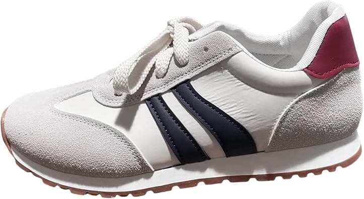 Women's Fashion Sneakers Leather Suede Patchwork Casual Walking Shoes Non-Slip Lace Up Sneakers Tennis Running Shoes on Amazon.ae - Price Tracker