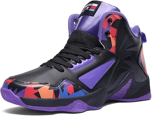 WILTENA Unisex Lifestyle High-top Womens Anti-Slip Basketball Shoes Mens Sports Running Walking Sneakers Black-Purple Size on Amazon.ae - Price Tracker