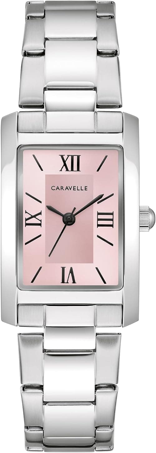 Caravelle by Bulova Ladies' Dress 3-Hand Quartz Watch, Rectangle Case, Roman Numeral, Curved Mineral على Amazon.ae - متتبع الأسعار