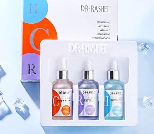 Dr Rashel Vitamin C, Retinol & Hyaluronic Acid Complete Facial Serum Moisturizing Repair Set, Size (1.01 oz x 3 Pack Face Serum) على Amazon.ae - متتبع الأسعار