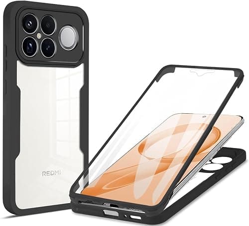 ILING Transparent Case for Xiaomi POCO F8 Ultra 5G, 360° Full Protection Fashion Very Thin Shockproof Case with Built-in Screen, Hard PC + Silicone TPU Bumper Cover (Black) on Amazon.ae - Price Tracker