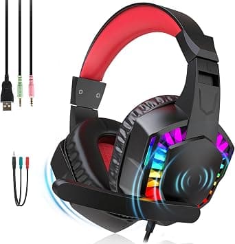 VCOM RGB Gaming Headset with Dual Interface (USB + 3.5mm) – Wired Over-Ear Headphones with Mic, Noise Cancelling Microphone, RGB Lighting, 3.5mm 2-in-1 Adapter for PC, Laptop, PS5, Xbox on Amazon - Best Deal Finder