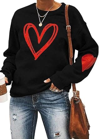 Ykomow Long Sleeve Valentines Shirts Women Plaid Love Heart Valentine's Sweatshirts Blouse Tops on Amazon.ae - Price Tracker