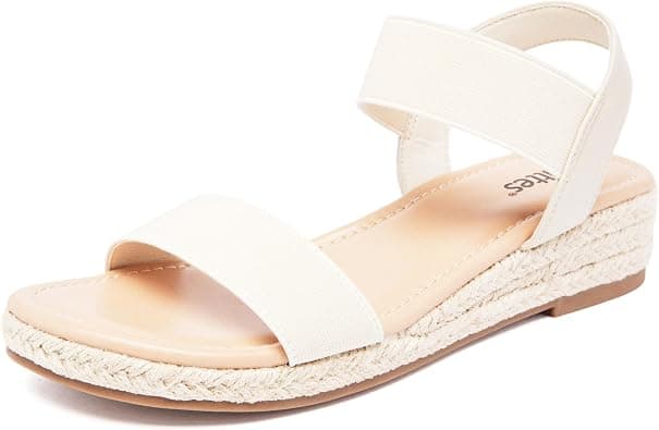 Veittes Women's Platform Wedge Heel Sandals - Open-Toe Adjustable Elastic Strappy, Comfortable Insole, lightweight Rubber Sole, Casual Summer Strappy Sandals. على Amazon.ae - متتبع الأسعار