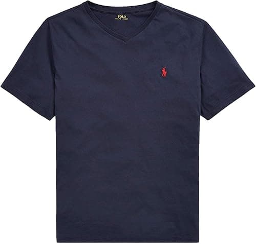 Polo Ralph Lauren Men's V-Neck Classic Fit Short Sleeve T-Shirt, Blue (Derby Heather), Large on Amazon.ae - Price Tracker