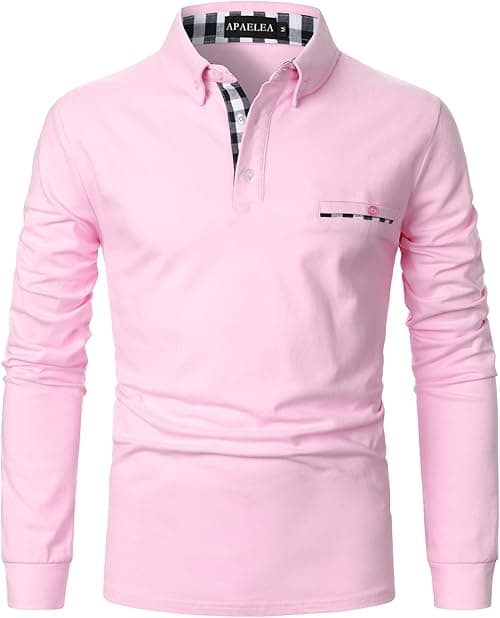 Men Polo Shirt Long Sleeve Cotton Golf T-Shirt Casual Tops on Amazon.ae - Price Tracker