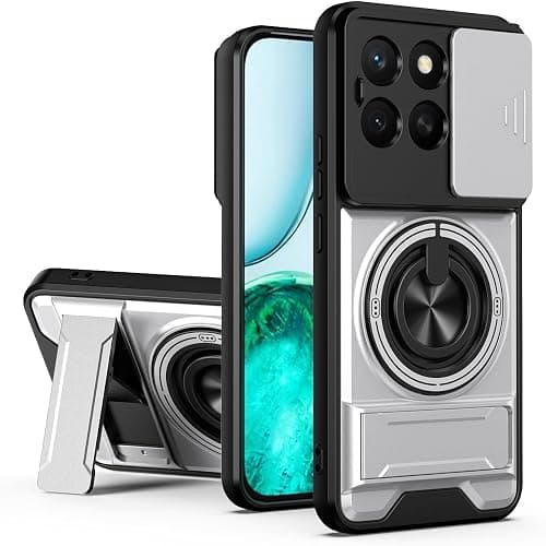 Case for Motorola Moto G77 5G/Moto G67 5G, Shockproof Case with 360° Ring Holder & Lens Protection Cover, Anti-Fingerprint Protective Cover with Stand Silver على Amazon.ae - متتبع الأسعار