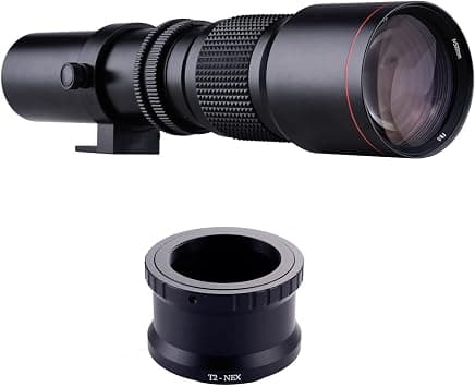 Moriasan 500mm F/8.0-32 Multi Coated Super Telephoto Manual Zoom Lens + T-Mount to NEX-E Mount Adapter Kit compatible with sony A9/A7/A7R Series, A5000/6000/6500, NEX-7/6 Cameras on Amazon.ae - Price Tracker