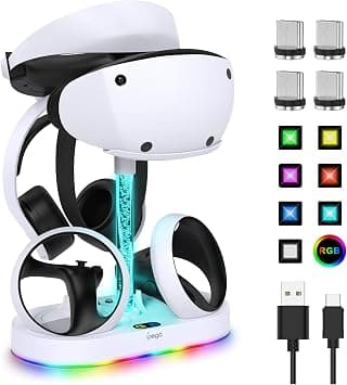 FASTSNAIL Charging Station for PSVR2 Controller, LED Stand Compatible with Playstation VR2, Accessories for PS5 VR Headset & Sense Controller with 15 RGB Light, PS VR2 Game Accessories, Storage Base on Amazon.ae - Price Tracker
