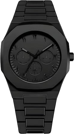 ,Luxury Chronograph Aura Watch for Men, Matte Black with Arabic Numerals, Modern Analog Metal Wristwatch – All Black Design على Amazon.ae - متتبع الأسعار