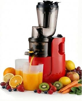 Slow Juicer, 2200W, Cold Press Masticating Juicer with Quiet Motor, Easy Clean, for Fruits & Vegetables – SC-1591 Red على Amazon.ae - متتبع الأسعار