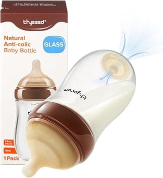 Thyseed Glass Natural Anti-Colic Baby Bottles | Newborn Breast Like Nursing Bottle for Breastfed Babies with (3-7 Months),8oz,1pack على Amazon.ae - متتبع الأسعار