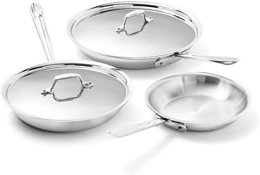 All-Clad D3® Stainless Steel 5 Piece Frypan Set- Made in USA- Includes 8", 10" and 12" Frying Pans With Lid - Professional Grade -Oven Safe & Induction Compatible على Amazon.ae - متتبع الأسعار