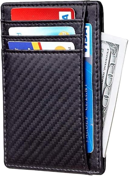 Santo Slim Wallet RFID Front Pocket Wallet Minimalist Secure Thin Credit Card Holder Slim Minimalist Front Pocket RFID Blocking Leather Wallets for Men Women, Black on Amazon.ae - Price Tracker