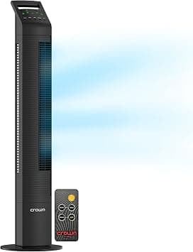 Crownline 44-Inch Portable Tower Fan, 3 Speed Settings, 3 Wind Modes, 80° Oscillation, LED Display, Remote Control, 8-Hour Timer, Silent Operation (≤58dB), Energy-Efficient Cooling, 65W | TF-409 on Amazon.ae - Price Tracker