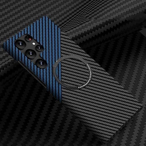 Carbon Fiber Texture Magnetic Phone Case For Samsung Galaxy S25 Ultra 5G (Black Blue) على Amazon.ae - متتبع الأسعار