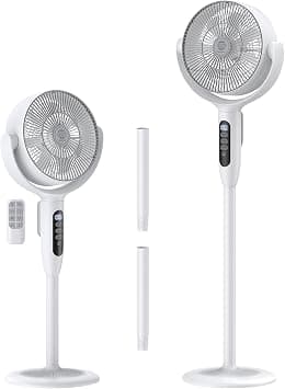 AOY Pedestal Fan D9 Cordless Rechargeable Standing Fan, 20 dB Quiet for Bedroom, 90 ft 3D Oscillating, 8 Speeds 3 Modes, 4-25H Runtime Type-C, 4H Timer, 3 Heights Desk/Table/Floor Fan with Remote على Amazon.ae - متتبع الأسعار