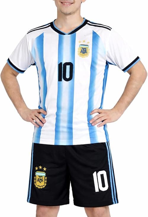 OVERS Argentina Football Jersey Set for Kids, Youth & Men – Short Sleeve Soccer Shirt & Shorts, Breathable Sports Uniform for Match. على Amazon.ae - متتبع الأسعار
