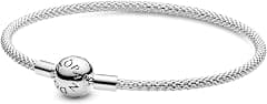 Pandora Moments Mesh Bracelet - Sterling Silver Charm Bracelet for Women - Compatible Moments Charms - Features Sterling Silver - Gift for Her - متتبع أسعار Amazon.sa
