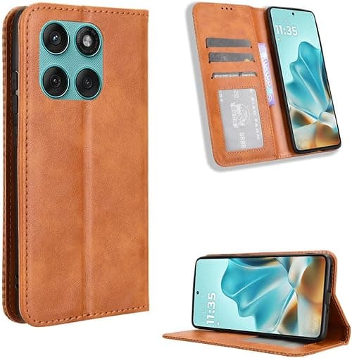 UPLAI Wallet Case for Motorola Moto G77 5G, Premium Leather Magnetic Closure Flip Cover, Slim Shockproof Kickstand Case Cover.Brown على Amazon.ae - متتبع الأسعار