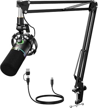 MAONO XLR/USB Dynamic Microphone for Gaming PC, RGB Podcast Mic for YouTube with Software, Mute, Gain Knob, Volume Control, Boom Arm for YouTube Gaming, Singing, Recording, Streaming, PD200XS Black on Amazon.ae - Price Tracker